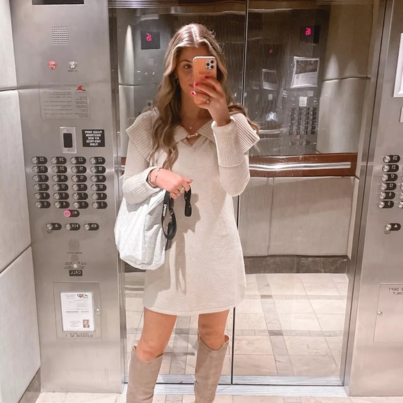 Cult Gaia Cream ‘Edna’ Knit Mini Dress w/Collar Detail Size M EUC HARD TO FIND - Picture 7 of 16